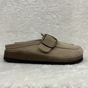 White Mountain Footbeds‎ Bueno Mule Womens 10 Beige Closed Toe Slipon Big Buckle